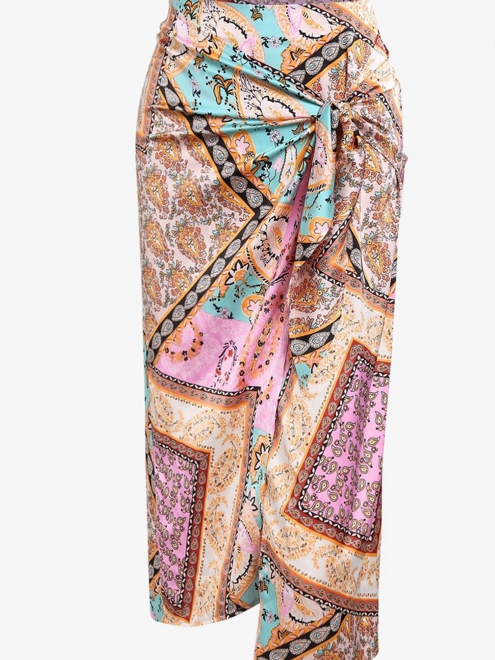 Zaful Paisley Wrap Sarong in Pink, Aqua & Peach